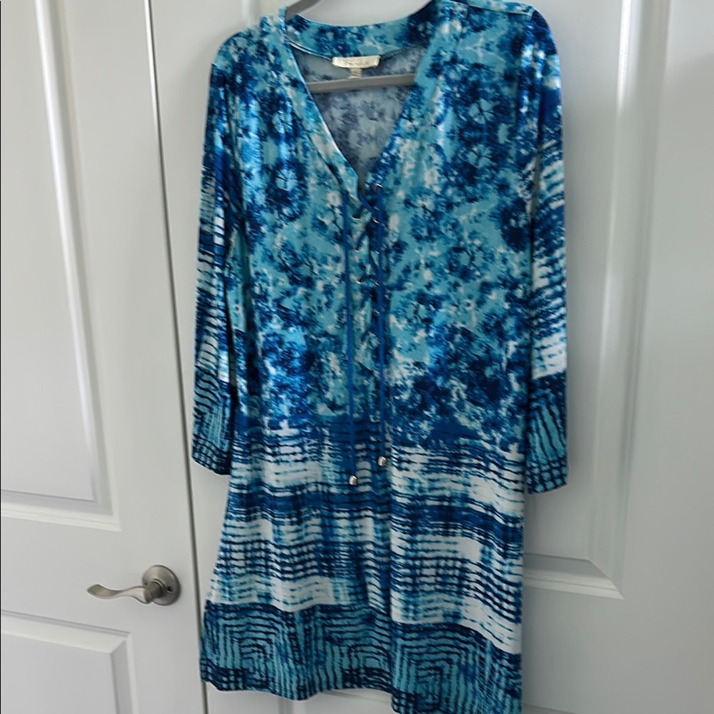 Blue Tie-Dye Print Swim Coverup